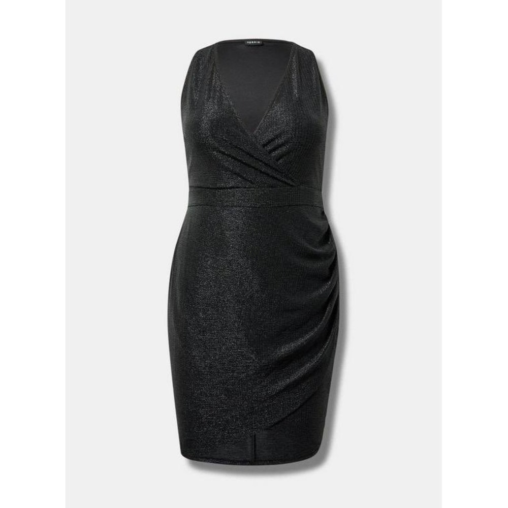 Torrid Mini Foil Surplice Tulip Dress Metallic Sheath Dress Plus Size 4 4X 26W